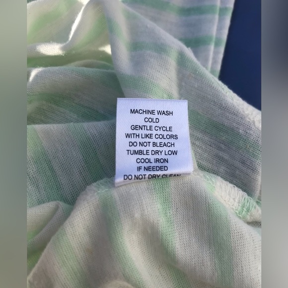 NWOT Nollie Off-White, Sea Foam, & Periwinkle Striped Cuff-Sleeve Linen Tee - XS - Picture 6 of 6